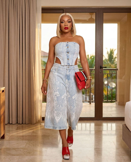 Denim Lace Luxe Set